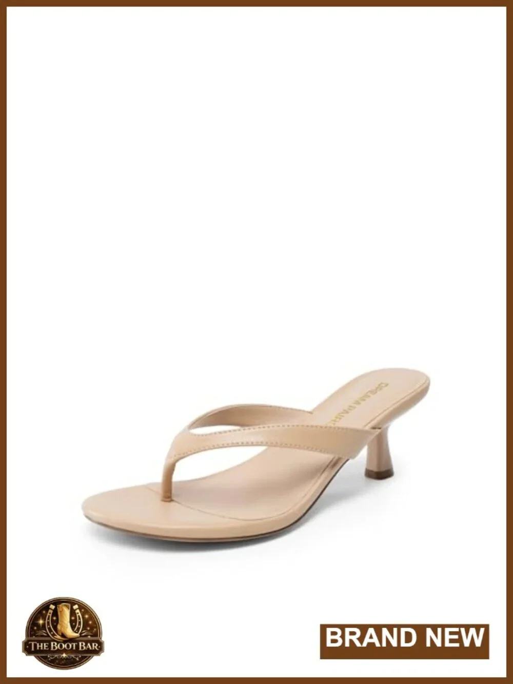 Women's Kitten Heel Thong Sandals Faux Leather